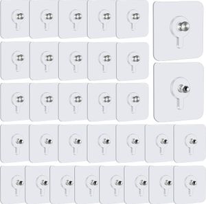 30 Stück Bilderhaken Selbstklebend, Klebehaken Transparent Klebeschrauben Bildaufhänger Selbstklebend Wandhaken ohne Bohren für Bild Poster Foto Gemälde Regal