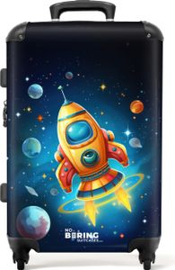 NoBoringSuitcases.com® - Weltraumkoffer Kinder - Kinderkoffer Junge Rakete - 20 kg GepäckKoffer Mittelgroß 67x43x25 cm, 72L,