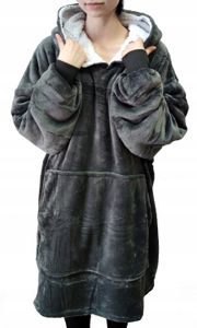 anagre-softan Sherpa Hoodie Sweatshirt Decke Übergroße Fronttasche Giant Plüsch Pullover mit Kapuze Gemütlich Bequem for Erwachsene, GRAU