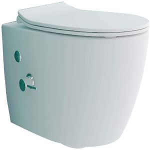 Alpenberger Spülrandlose Toilette | Wand Wc mit Soft-Close Funktion | Bidet Funktion | Taharet WC | Hänge-WC inkl. WC-Sitz |  europa