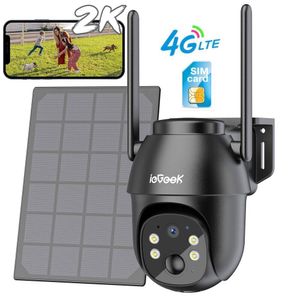 ieGeek 4G LTE-Überwachungskamera für den Außenbereich, Akku mit SIM-Karte, mit Solarpanel und PTZ, Farbnachtsicht, PIR-Sensor, 2-Wege-Audio, IP65