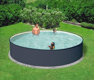 Bazén Planet Pool ocelový 4,5 x 1,2 m Antracit/Modrá + skimmer