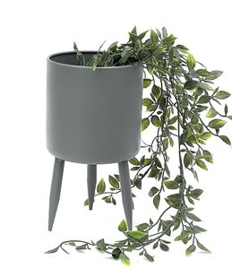 DanDiBo Blumentopf mit Füßen Pflanztopf Blumenkübel mit Beinen Metall Grau 27 cm 96260 L Modern Pflanzenständer