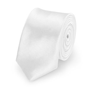 Krawatte Weiß slim aus Polyester einfarbig uni schmale 5 cm