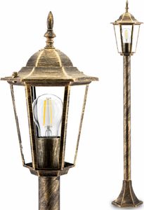 LUMILED Laterne Vintage Außenstehleuchte 230V 1m Höhe Standlampe Aluminium Patina Glas IP44 Wasserdicht E27 Fassung Outdoor Garten Sockellampe