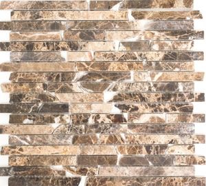 Mosani MOS40-1306_f, Mosaik, Marmor, Braun, Indoor, Rechteck, 305 mm