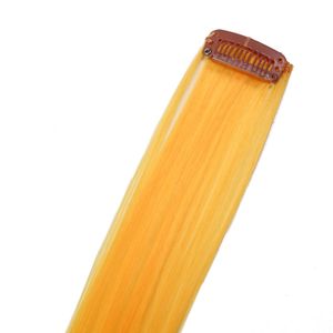 hair2heart Bunte Clip In Haarsträhnen Haarverlängerung für Kinder, glatte Hightlight Extensions aus Kunsthaar - #119 Sonnengelb, 60cm