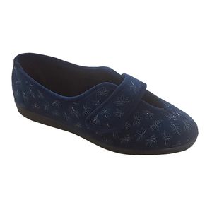 Sleepers Ivy dámske papuče so zapínaním na suchý zips, kvetinový vzor DF542 (42 EUR) (námornícka modrá)