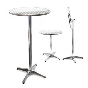 Wiltec höhenverstellbarer Stehtisch 74/114 cm Ø 60 cm, klappbarer Bistrotisch, 2-in-1 Outdoortisch, Aluminium Bartisch, Partytisch