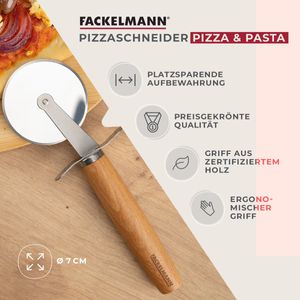 Pizzaschneider für Pizza und Flammkuchen  Pizzarad mit scharfer Edelstahlklinge  Pizzaroller mit ergonomischem Griff aus Buchenholz  ca. 21 cm
