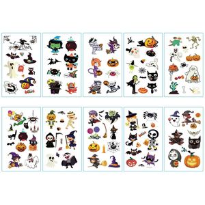 10 Blatt Halloween-Tattoos, Aufkleber, temporäre Halloween-Tattoos, Halloween-Partyzubehör