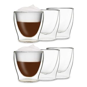 DUOS®, sklenené šálky na latte macchiato, 6 x 200 ml, dvojstenné poháre