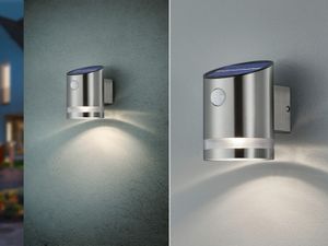 Trio Leuchten - Modern Außen Wandleuchte grau mit Bewegungsmelder IP44 Solar - Salina I Außenbeleuchtung - Aluminium Rund - I (nicht austauschbare) LED