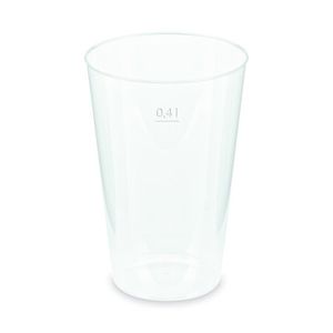 250x Mehrwegbecher Pfandbecher transparent PP Eichstrich 0,4 l Ø 8,6 cm