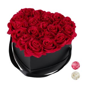 relaxdays Schwarze Rosenbox Herz 18 Rosen