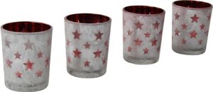 Teelicht-Halter 4 Stück aus Glas rot
