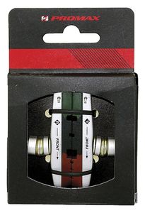 PROMAX, Cartridge- / V-Bremsschuhe, mit austauschbaren 3-farbigen Bremsgummis, mit geräuscharmer nass/trocken Belagsmischung, f