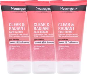 3 x Neutrogena Clear & Radiant Tägliches Gesichtspeeling Vitamin C & Pink Grapefrucht je 150 ml