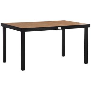 Outsunny záhradný stôl pre 6 osôb jedálenský stôl hliníkový stôl záhradný nábytok nábytok do obývačky ľahko udržiavateľný plast prírodná+čierna 140 x 90 x 74 cm