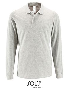 Herren Long-Sleeve Piqué Polo Shirt Perfect - Farbe: Ash (Heather) - Größe: 4XL