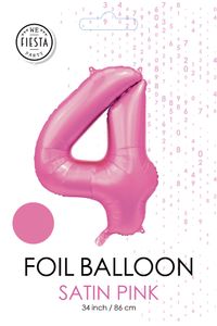 XXL Folienballon Zahl 4 Satin Rosa 86cm