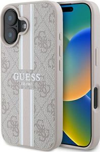 Guess GUHMP16SP4RPSP Apple iPhone 16 hardcase 4G Printed Stripes MagSafe pink