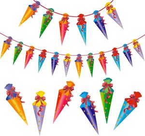 Oblique Unique Zuckertüten Girlande Hänge Deko für Schuleinführung Einschulung Schulanfang - bunt