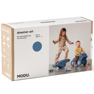 MODU Dreamer-Set - XXL Bauset Balance-Spielzeug, Rutscher, Wippe, Baukasten Set, Farben:Deep Blue / Sky Blue