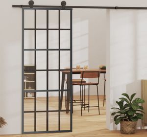 Drzwi przesuwne z okuciem ESG szkło i aluminium 76x205 cm Drzwi przesuwne z okuciem ESG szkło i aluminium 76x205 cm