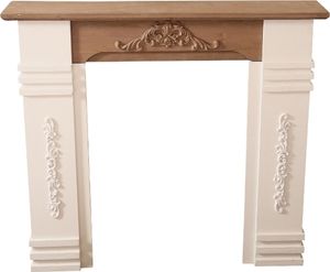 Casa Padrino Landhausstil Kaminumrandung Antik Weiß / Braun 110 x 22 x H. 98 cm - Shabby Chic Möbel