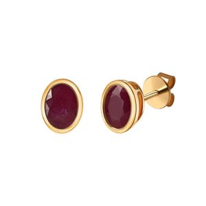 V Ohrstecker 585/- Gelbgold glanz oval Rubin