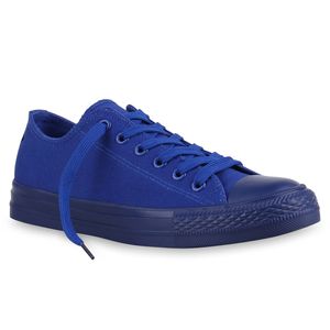 Mytrendshoe Damen Sneakers Trendfarben Sportschuhe Schnürer Stoffschuhe 815485, Farbe: Blau, Größe: 38