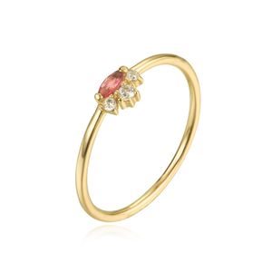 Zirkonia-ring - - 12 - rubin - vergoldetes silber