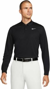 Nike Dri-Fit Victory Solid Mens Long Sleeve Black/White 2XL Polo-Shirt