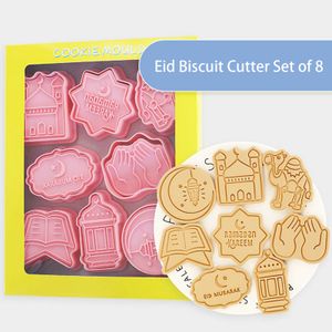 Ausstechförmchen Muslimischen, 8 Stück Islamische Ramadan Ausstecher Set Keksausstecher Eid Mubarak 3D Set Cookie Cutter Plätzchenformen (Eid)