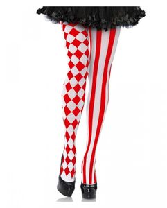 Rot-Weiße Clowns Strumpfhose für Damen