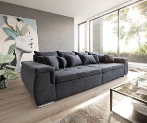 DELIFE Sofa Navin 275x116 cm Graphite Couch mit Kissen