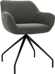 HOMCOM Sessel Drehbarer Loungesessel mit Armlehne, Samtoptik, Drehsessel mit Metallbeine, für Schlafzimmer, Wohnzimmer, Dunkelgrau