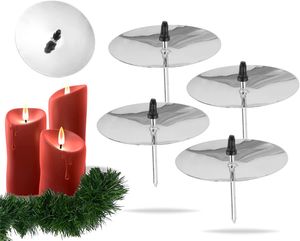 Weihnachtswunder® 12x Kerzenhalter Silber Kerzenteller Adventskranzstecker Kerzenstecker für Adventskranz Weihnachten Adventskranzhalter mit Dorn