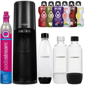 SodaStream Terra Black Wassersprudle eine schwarze 1L Flasche + Weiße 1L und Schwarze 1L Flaschen + Bolero