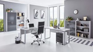 BMG Möbel Büromöbel-Set, Office Edition Set 1, grau/ anthrazit hochglanz