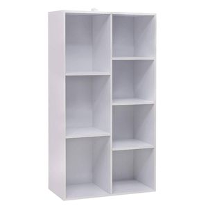 WOLTU Bücherregal Weiß, Bücherschrank, Standregal, freistehendes Aufbewahrungregal Raumteiler, Büroregal Aktenschrank, aus MDF, 7 Fächer, 60x30x108cm