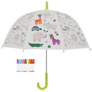 Esschert Design Regenschirm für Kinder mit Dschungeltieren PiY zum Ausmalen