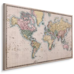 Fabelhafte Canvas LEINWAND BILDER 120x80 cm XXL Kunstdruck Weltkarte Geografie Linien