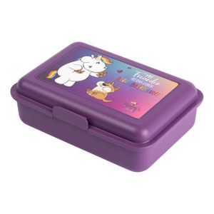 Pummeleinhorn - Pummel & Zebrasus Regenbogenbunt Mini Brotdose Lunchbox Butterbrotdose mit Trennwand Lila