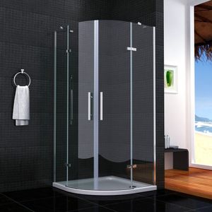 80x80x195cm Runddusche Duschkabine Viertelkreis Duschabtrennung 6mm NANO ESG Sicherheitsglas