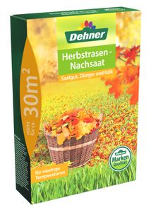 Dehner Herbstrasen-Nachsaat 3-in-1, Saatgut, Dünger und Kalk, 1 kg, für ca. 30 qm