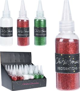Flaschen Glitzer-Pulver in tollen Farben zum Basteln 40g/pro Flasche Glitzerpulver - Glitzerpuder - Glitzer Puder - Glitter - Weihnachtsbastel Set Glitzer Farbe 6 Flaschen (2 x weiß + 2 x rot + 2 x grün)