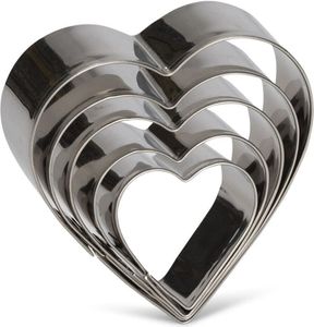 hervorstehende Formen Herz 10 cm Edelstahl silber 5-teilig