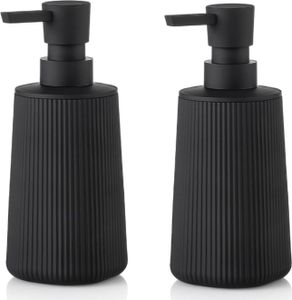 BUDDLEY Seifenspender Black Panther, 2er SET Seifenspender, Spülmittelspender, Seifenspender freistehend, Seifenspender Schwarz für Küche & Bad, Seife